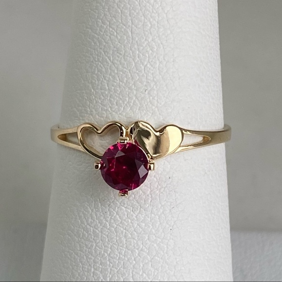 14K Yellow Gold Heart Ruby Promise Ring heart ring